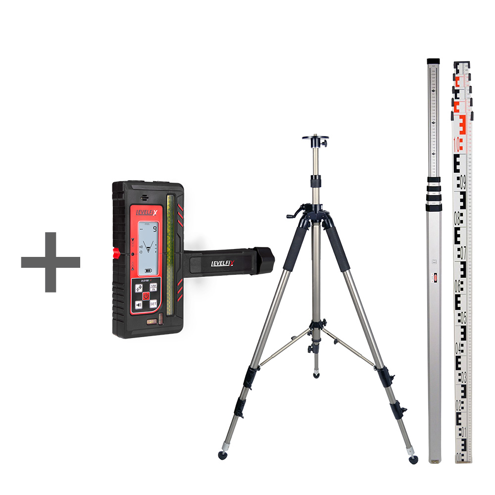 Set met DLD100GR mm-ontvanger, 3m statief en 5m baak